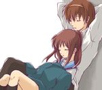  1girl bad_id bad_pixiv_id brown_hair genderswap genderswap_(ftm) genderswap_(mtf) hachimitsu_(rjrjr) kyonko ponytail sleeping suzumiya_haruhi_no_yuuutsu suzumiya_haruhiko 