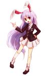  animal_ears blazer bunny_ears jacket long_hair necktie pleated_skirt purple_hair red_eyes reisen_udongein_inaba riinu_(ir-n) skirt solo touhou 