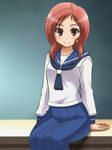  awa kiyosumi_school_uniform saki school_uniform serafuku sitting solo takei_hisa 
