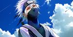  closed_eyes hatake_kakashi headband lily_(artist) lowres male_focus naruto naruto_(series) scar silver_hair solo 