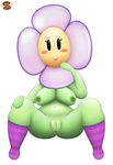  blush breasts crazee_dayzee female flora_fauna floriaselle green_nipples green_skin looking_at_viewer mario_bros nintendo nipples paper_mario plant pussy smile socks solo swizzle video_games 