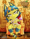 animal_crossing ankha bandage breasts cat drink egyptian feline female hi_res mammal nintendo pubes pussy solo video_games wastedtimeee 