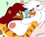  &lt;3 anthro big_breasts boltswift bora_(character) breasts buxbi_(character) cuddling duo feline female huge_breasts lion mammal nipples tiger 