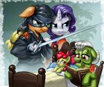  2015 amber_eyes apple_bloom_(mlp) applejack_(mlp) bed blonde_hair blue_eyes book bow equine female freckles friendship_is_magic granny_smith_(mlp) green_eyes group hair harwick horn lying mammal mask my_little_pony purple_hair rarity_(mlp) red_hair rocking_chair sick sitting sword thermometer unicorn weapon white_hair wounded 