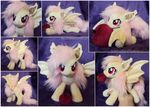  2015 apple bat_pony bat_wings buttercupbabyppg equine fangs female flutterbat_(mlp) fluttershy_(mlp) friendship_is_magic fruit hair holding mammal messy_hair my_little_pony pegasus pink_hair plushie real red_eyes solo vampire wings 