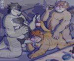  alcohol alligator anal beer beverage blush boar body_hair chest_hair chubby cigar cum feline gay group group_sex male mammal messy oral penis porcine reptile scalie sex smoke tiger wanikami 