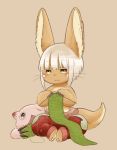  1other brown_eyes furry kawasemi27 knitting made_in_abyss nanachi_(made_in_abyss) rabbit short_hair smile solo white_hair 