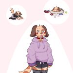 1:1 2024 :3 all_fours angry anthro ball black_bottomwear black_clothing black_eyes black_legwear black_shirt black_shorts black_thigh_highs black_topwear blep blush blush_stickers bottomwear bowl breasts brown_body brown_fur brown_nose canid canine canis cel_shading clenched_teeth closed_smile clothed clothing collar container digital_media_(artwork) domestic_dog eyebrows eyes_closed female fingers floppy_ears fully_clothed fur grey_background hi_res hoodie jupiter_(le_stupider) leash leashed_collar legwear looking_at_viewer mammal markings mouth_closed multicolored_body multicolored_clothing multicolored_fur multicolored_legwear multicolored_thigh_highs multiple_images open_mouth pattern_clothing pattern_legwear pattern_thigh_highs pet_bowl pink_bottomwear pink_clothing pink_skirt pink_tongue pupils purple_clothing purple_hoodie purple_topwear raised_tail red_collar shaded shadow shirt shorts simple_background skirt sleeping smile solo spots spotted_body spotted_fur standing striped_clothing striped_legwear striped_thigh_highs stripes tail tan_body tan_fur teeth tennis_ball thigh_highs tongue tongue_out topwear trans_(lore) trans_woman_(lore) two_tone_clothing two_tone_legwear two_tone_thigh_highs water white_clothing white_legwear white_pupils white_thigh_highs winterfrost