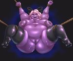  bdsm big_breasts bondage bound bow breasts female goo hair huge_breasts iko legwear mcnasty_oc muk nintendo obese overweight pink_hair pok&eacute;mon purple_skin pussy rope slime solo spreading stomach tanya_(mcnasty) video_games 