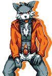  anthro arima_bn canine clothing erection front_view looking_at_viewer male mammal open_shirt partially_clothed penis pixel_art plain_background poking_out precum restricted_palette shirt solo tongue tongue_out underwear white_background wolf 
