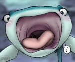 2019 blush carpet_shark confusion destiny_(finding_dory) disney eyelashes female feral finding_dory finding_nemo fish gum-k hi_res marine mouth_shot open_mouth pixar shark solo tongue vore whale_shark wide_mouth