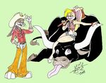  anthro belt bigger_version_at_the_source blonde_hair boots bovine breasts bugs_bunny cattle cleavage clothed clothing cowboy_hat digitalstitch626 duo female fur gloves hair hammer hat lagomorph lola_bunny looney_tunes male mammal rabbit shirt shorts smile space_jam tools toro_the_bull warner_brothers 