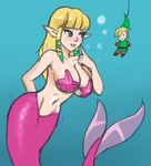  bait big_breasts blonde_hair blue_eyes breasts duo female hair humanoid john_joseco link male marine mermaid not_furry pointy_ears princess_zelda skyward_sword solo starfish the_legend_of_zelda video_games wide_hips 