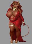  2015 areola big_breasts breasts cleavage clothed clothing corruption_of_champions erect_nipples excellia_(coc) female horn huge_breasts ketsuga minotaur nipples solo 