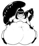  belly big_belly big_breasts breasts cleavage clothed clothing female hypnofood mawile monochrome navel nintendo obese overweight pok&eacute;mon solo video_games vore 
