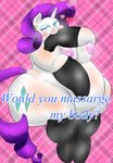  &lt;3 abstract_background anthro bedroom_eyes big_breasts blue_eyes braffy breasts cutie_mark digital_media_(artwork) equine erect_nipples female friendship_is_magic fur hair hi_res hooves horn huge_breasts legwear long_hair looking_at_viewer mammal my_little_pony nipples obese overweight purple_hair rarity_(mlp) solo stockings text unicorn white_fur 