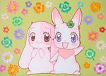  &lt;3 :3 anime anthro blush brown_eyes chest_tuft chima clover comic cute duo eyelashes female fur happy_happy_clover japanese lagomorph long_ears looking_at_viewer mallow mammal manga meru pink_fur pixiv purple_eyes rabbit sayuri_tatsuyama shamrock short_fur tuft unknown_artist waving white_fur 