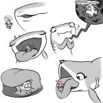 blush bodily_fluids carpet_shark confusion destiny_(finding_dory) disney duo eyes_closed female feral finding_dory finding_nemo fish gum-k heart_symbol internal male male/female marine monochrome mouth_shot open_mouth pixar saliva shark sparkles throat tongue tongue_out vore whale_shark