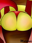  anthro apple_bloom_(mlp) butt butt_shot clothing equine female friendship_is_magic fur hair horse mammal my_little_pony mytatsur older pony presenting raised_tail rear_view solo standing thong yellow_fur 