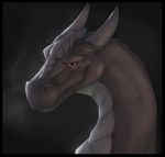 2015 brown_skin dragon evalion feral headshot_portrait horn male portrait red_eyes scalie shaded smile solo 