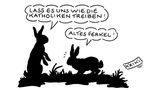  ambiguous_gender bigger_version_at_the_source black_and_white duo german_text grass kriki lagomorph mammal monochrome rabbit speech_bubble text 