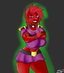  anthro clothed clothing collar cute doodle equine fan_character female fur hair horse looking_at_viewer mammal my_little_pony pony purple_eyes pussy red_fur red_hair smile solo standing 