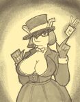 anthro big_breasts breasts canid canine canis clothed clothing digital_media_(artwork) female hat headgear headwear mammal simple_background solo tabularasa tagg tagme tail