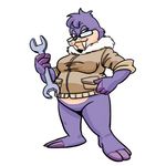  anthro carelessdoodler chubby clothing crossgender eyewear featureless_crotch female glasses hair jacket looking_at_viewer mammal overweight purple_hair rotor_the_walrus sega solo sonic_(series) teeth tools tusks walrus wrench 