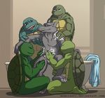  anthro balls bath bathing biceps brothers cartoon claws father fur green_skin grey_fur incest male mammal momorawrr muscles nude parent rat reptile rodent scales scalie sibling teenage_mutant_ninja_turtles toe_claws turtle water 