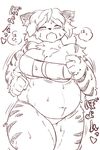  anthro blush breasts exercise eyes_closed fdokkaku feline female hair kemono long_hair mammal monochrome open_mouth solo tiger 