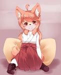  anthro blush canine clothing female fox fur hair japanese_clothing kemono long_hair mammal orange_fur red_eyes red_hair solo unknown_artist 