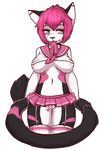  alpha_channel anthro blush breasts cat clothed clothing feline female legwear lip_ring mammal navel piercing plain_background pussy skimpy skirt snakebites solo standing stockings transparent_background under_boob zyira 