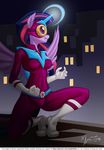  2015 anthro anthrofied belt building cartoon city clothing costume digital_media_(artwork) equine eyewear female friendship_is_magic goggles hair horn kneeling magic mammal mask multicolored_hair my_little_pony mysticalpha pose power_ponies_(mlp) purple_eyes purple_hair skinsuit skyline twilight_sparkle_(mlp) winged_unicorn wings 