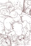  blush breasts censored chubby comic cutaway dragon duo fdokkaku female horn internal inverted_nipples japanese_text kemono nipples parasite pussy sex tears tentacles text translated 