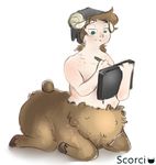  2015 anthro blue_eyes blush caprine drawing freckles fur hair horn human lying male mammal nude overweight plain_background ram relaxing scorci sheep sitting solo taur white_background 