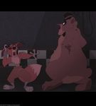  2015 animatronic anthro bear bow_tie canine duo dwarfdraco eye_patch eyewear five_nights_at_freddy&#039;s fox foxy_(fnaf) freddy_(fnaf) fur hat hook machine male mammal mechanical open_mouth robot tongue top_hat 