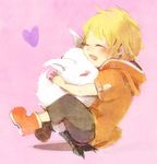  &lt;3 alien ambiguous_gender blonde_hair blush claws clothing cute duo female fluffy fur hair hug human mammal metroid nintendo red_eyes ridley ridley_(little_birdie) samus_aran space_pirate unknown_artist unknown_species video_games white_fur young 