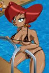  2014 anthro areola big_breasts bikini blue_eyes breasts canine cartoon clothing disney ear_piercing erect_nipples female goof_troop goofy hair mammal milf mother nipples parent peg_pete piercing pool pussy red_hair scificat short_hair solo swimsuit thick_thighs tylersdad voluptuous water wet wide_hips 
