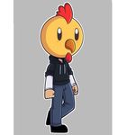  2015 avian beak bird blush chicken clothing fur human intern_joe jeans male mammal plain_background shoes sweater the_creatures yellow_fur 