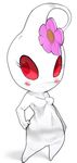  blush breasts female flora_fauna koki navel no_mouth pikmin plant red_eyes solo white_pikmin white_skin wide_hips 