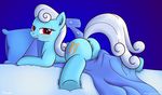  2015 anus bed bedroom_eyes bluemeganium blush butt cartoon cutie_mark digital_media_(artwork) earth_pony equine female feral friendship_is_magic fur hair horse looking_at_viewer looking_back lying mammal my_little_pony pillow pony presenting presenting_hindquarters puffy_anus pussy shoeshine_(mlp) smile solo spread_legs spreading 