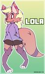  anthro big_tail blonde_hair canine clothed clothing cute female fox freckles hair lola looking_at_viewer mammal neonlink pigeon_legs skirt 