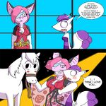  anthro bat canine clich&eacute; comic dress electra english_text equine eye_patch eyewear female fox fur hair horse humor knight lipstick mammal mary_sue multiple_tails nyxis pink_fur pink_hair purple_hair realistic_wings technicolor_pie text uniform white_fur wings 
