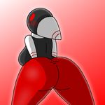  big_breasts big_butt blush breasts butt clothing female looking_back pants poppant red_eyes solo super_smash_bros thenewsirserial 