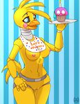  anthro bib black_sclera blue_eyes blush breasts cupcake duo female five_nights_at_freddy&#039;s five_nights_at_freddy&#039;s_2 food fur hand_on_hip happy holding inside looking_at_viewer machine mechanical nipples nude pussy pussy_juice roadiesky robot simple_background smile smirk standing stare sweat sweatdrop text toy_chica_(fnaf) wet yellow_fur 
