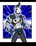  2014 abs alien ben_10 ben_10_omniverse bulge clothing male mohawk muscles necklace not_furry pose rcc2002 revonnahgander rook_blonko shirt solo strips torn_clothing torn_shirt 