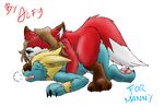  alfred_(umpherio) all_fours anal canine doggystyle duo eyes_closed feral fox from_behind gay male mammal manectric manny nintendo nude on_top pawpads paws pok&eacute;mon sex umpherio video_games 