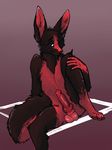  anthro balls bedroom_eyes canine fennec fox knot male mammal penis snowfoxatheart solo whiskers 