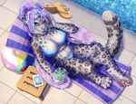  bikini blue_eyes camel_toe clothed clothing eyewear facial_piercing feline female hindpaw leopard lip_piercing looking_at_viewer mammal paws piercing poolside rori sabretoothed_ermine sandles skimpy snow_leopard solo sunglasses swimsuit whiskers 