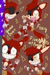  2015 animalcomic96 animatronic anthro biting_tongue black_nose canine eating english_text eye_patch eyewear five_nights_at_freddy&#039;s food fox foxy_(fnaf) fur happy hook machine male mammal mechanical moving open_mouth pizza red_fur robot running sharp_teeth smile teeth text yellow_eyes 